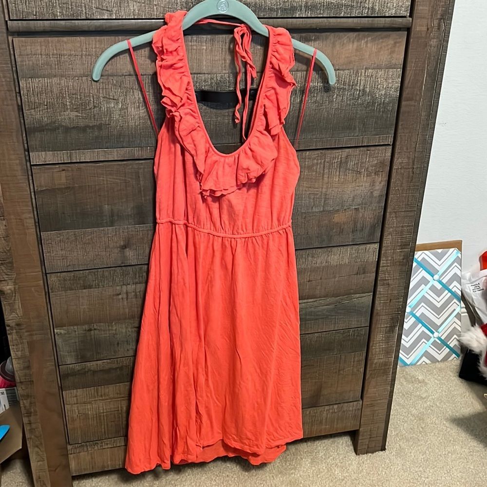 Coral Frill Dress, Size M